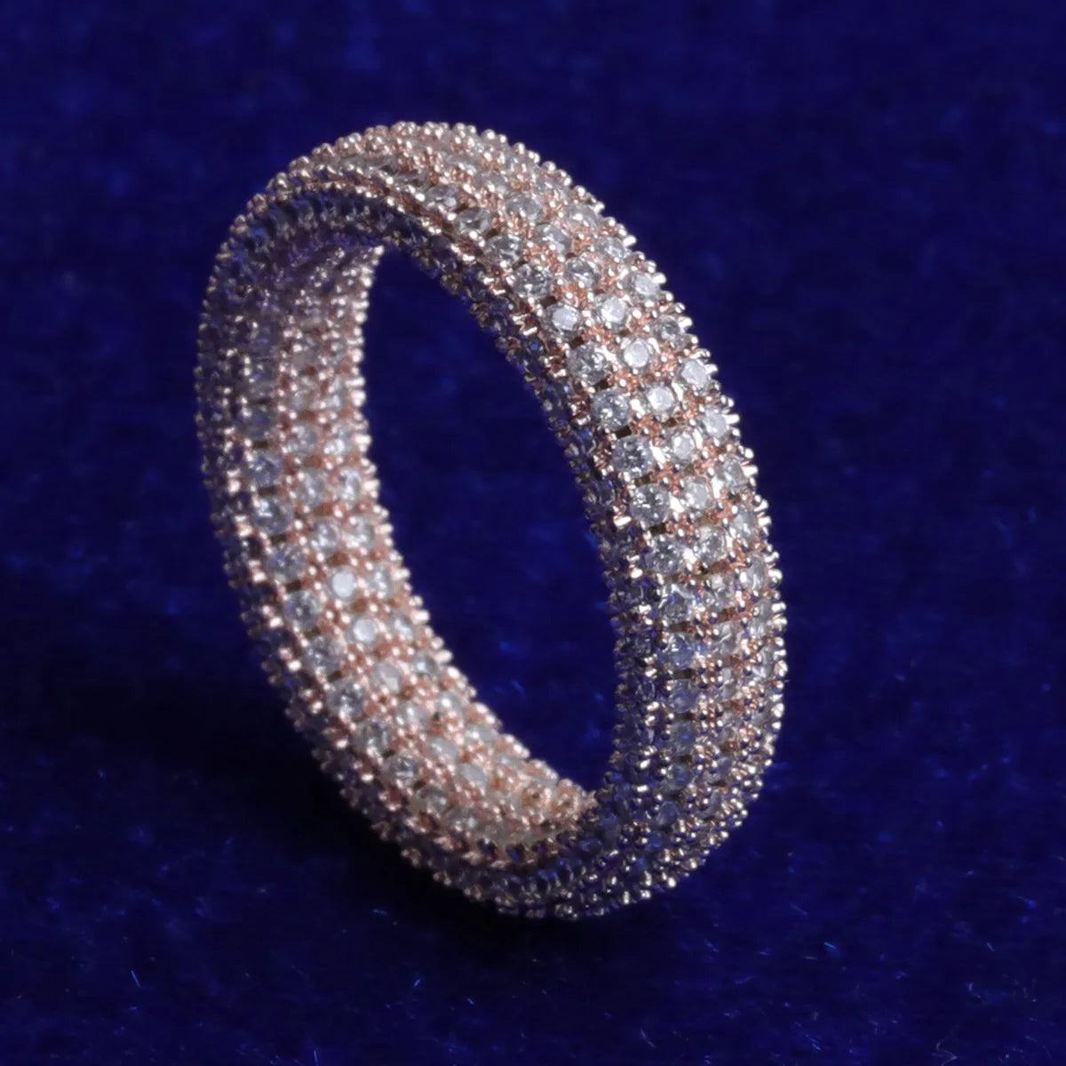 Mens Iced Out Ring, 1 Rose Gold