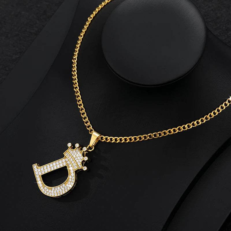Zircon Crown Letter Necklace