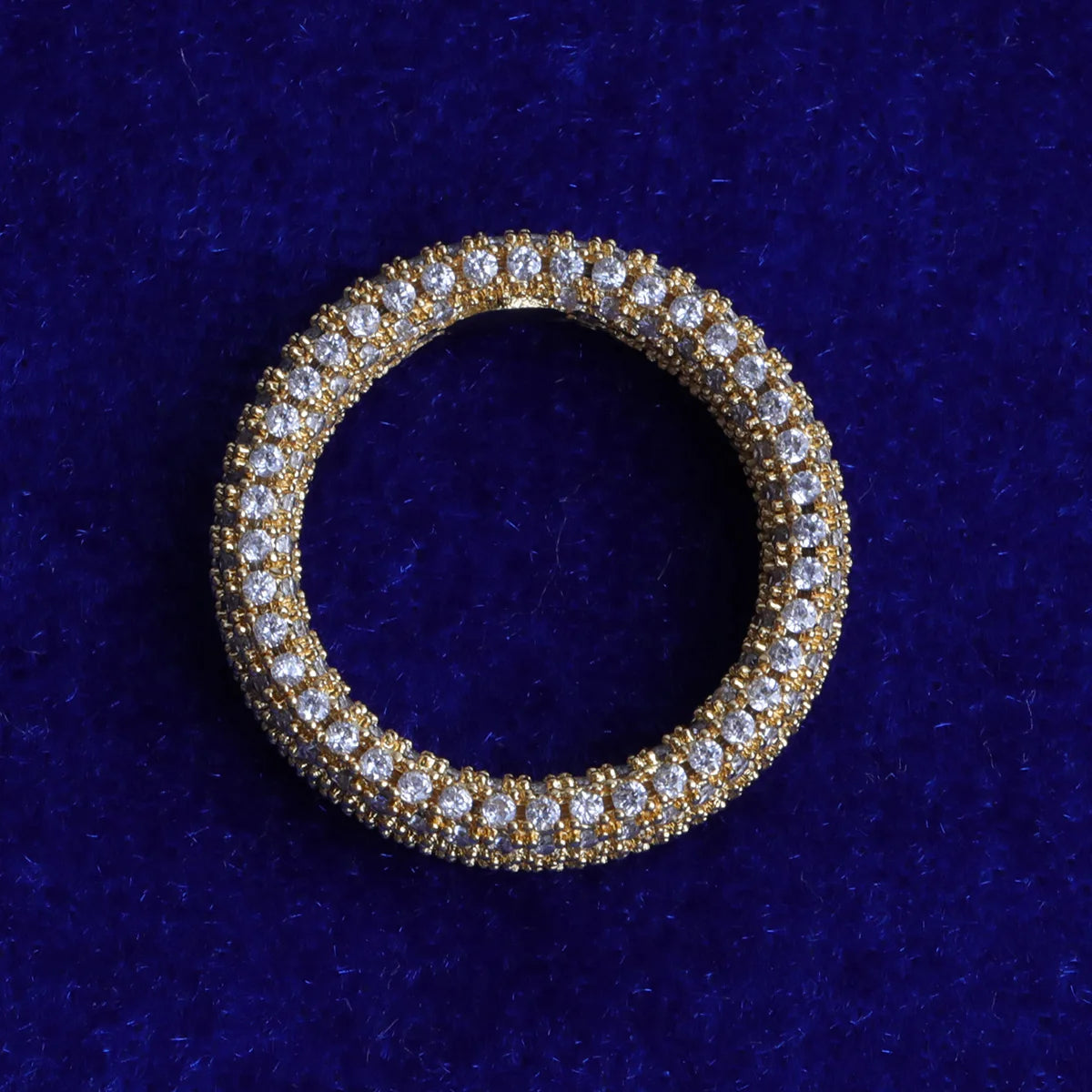 Men's Iced Out Ring, 1 Side View, Gold