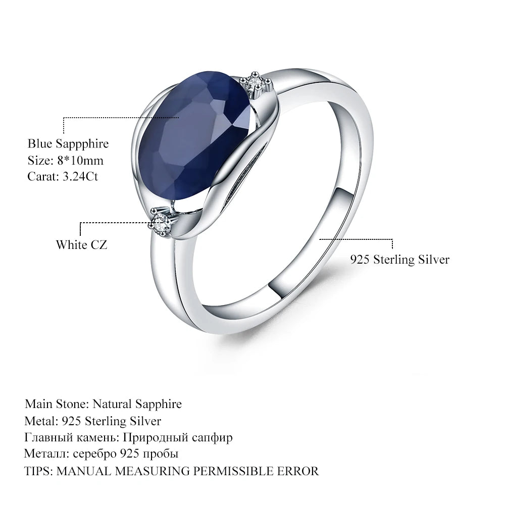 New 3.24Ct Natural Blue Sapphire Ring