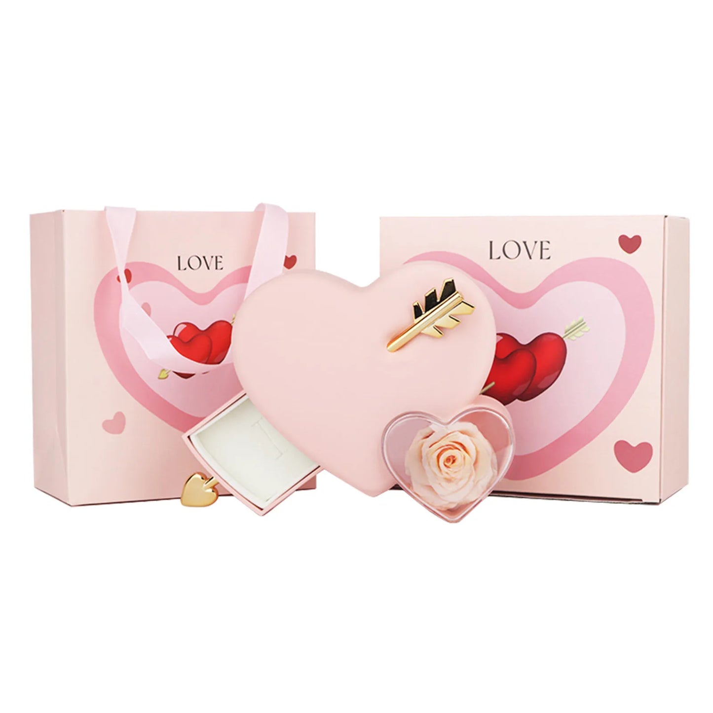 One Arrow Two Hearts Eternal Rose Jewelry Box