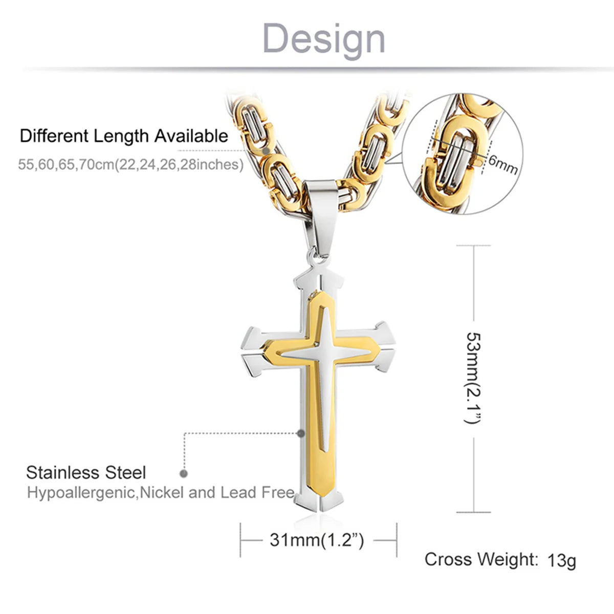Design Description of silver and gold chain
