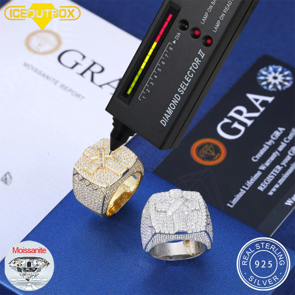 Full Iced Out Moissanite Cross Rings