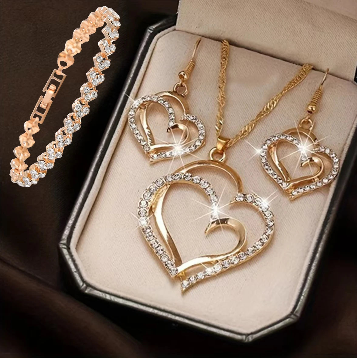 3 Pcs Set Heart Shaped Jewelry Set