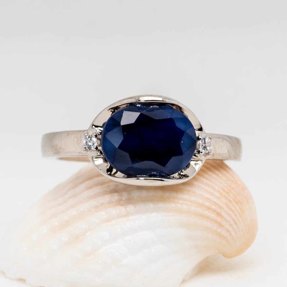 New 3.24Ct Natural Blue Sapphire Ring