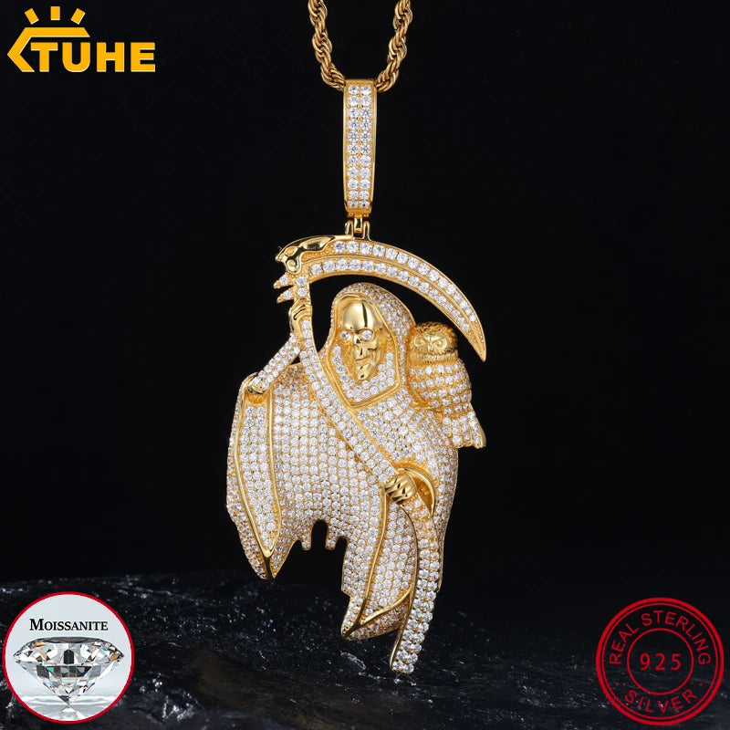 Moissanite Iced Out Reaper Pendant