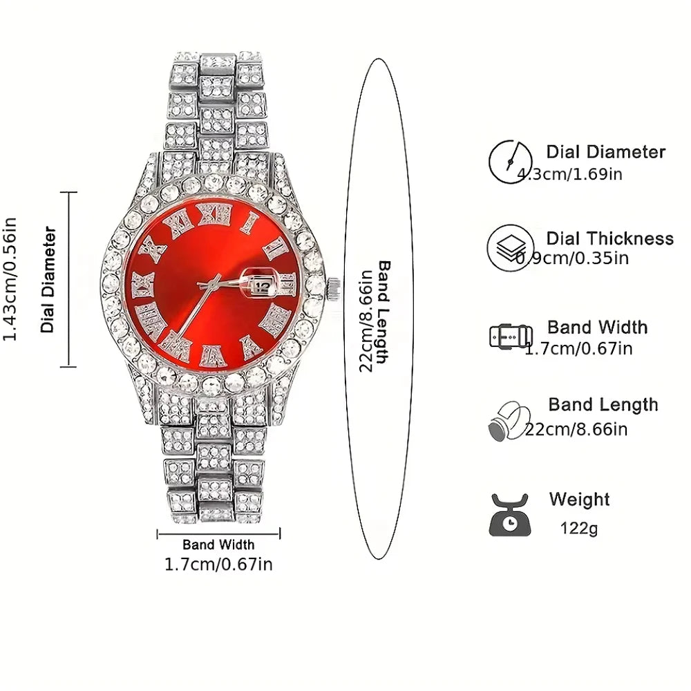 3-piece Cuban Chain Watch Set