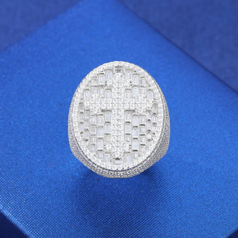 Full Iced Out Moissanite Cross Rings
