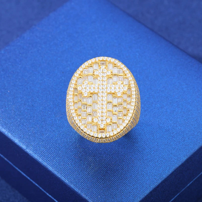 Full Iced Out Moissanite Cross Rings