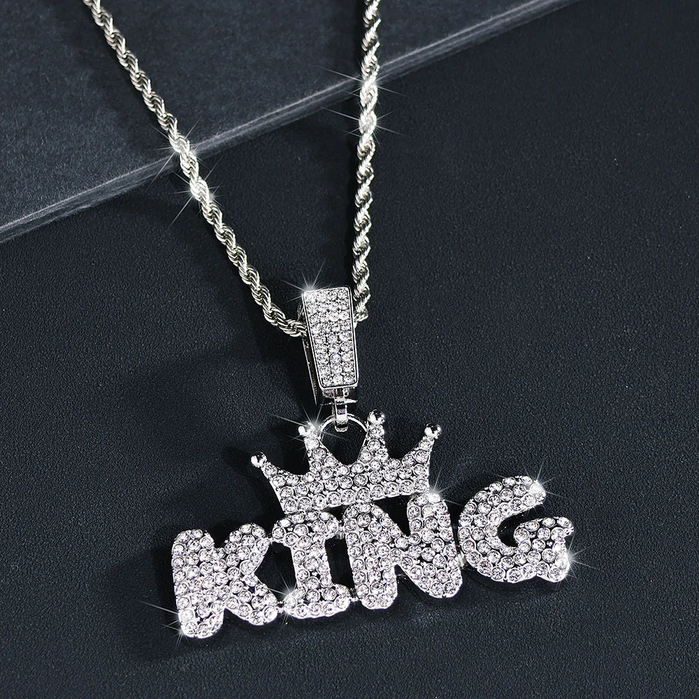 King Pendant with chain silver front view