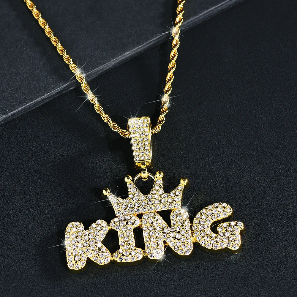 King Pendant with chain, Front View