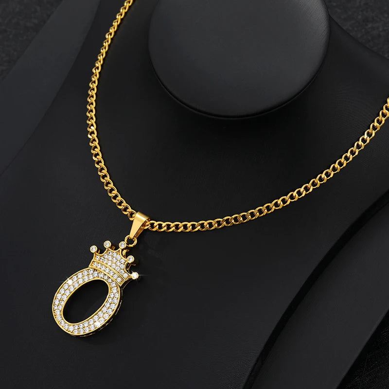 Zircon Crown Letter Necklace
