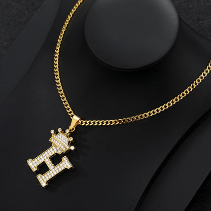 Zircon Crown Letter Necklace