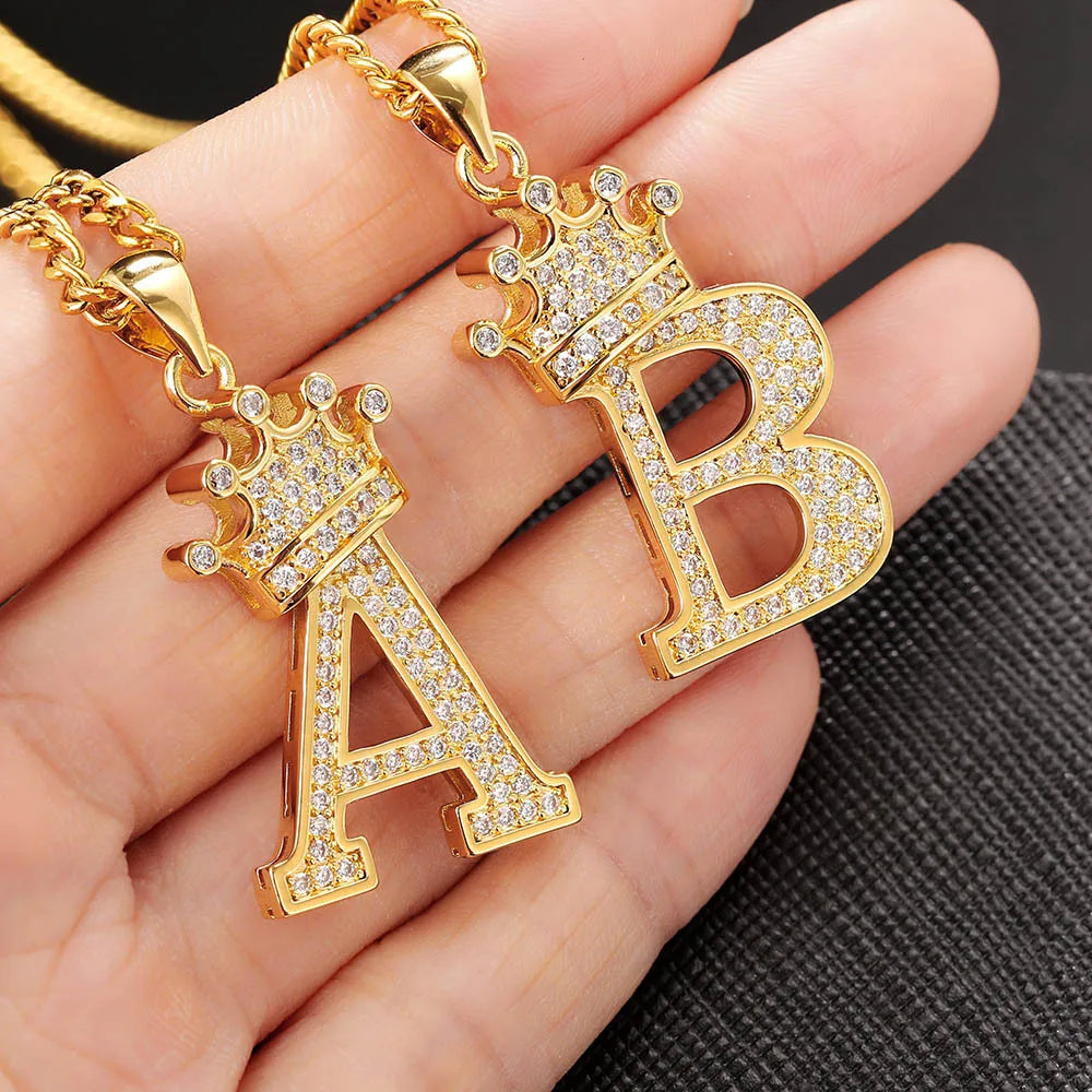 Zircon Crown Letter Necklace