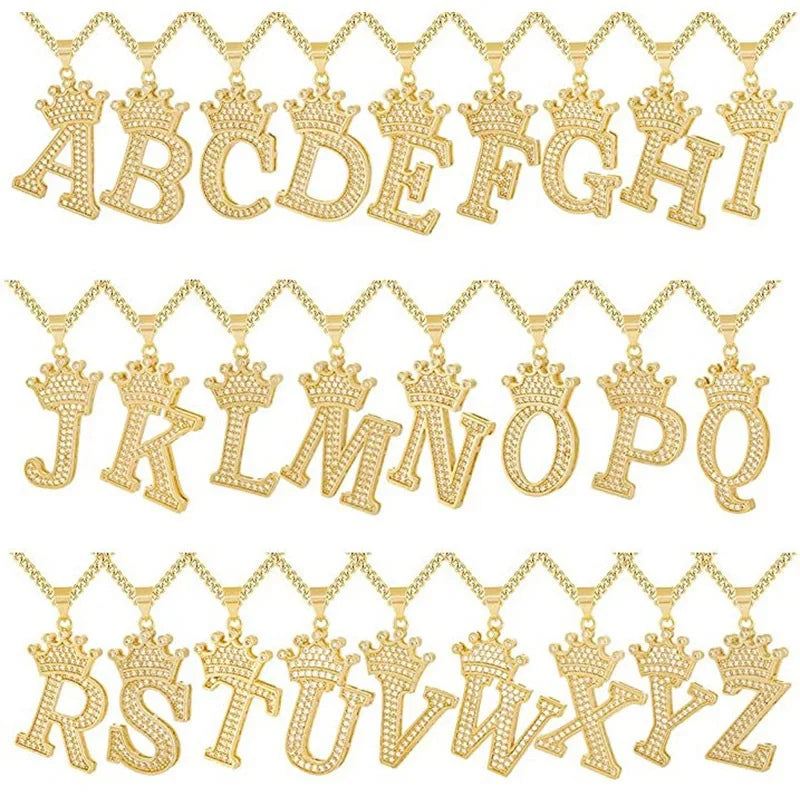 Zircon Crown Letter Necklace