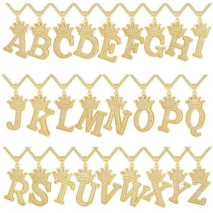 Zircon Crown Letter Necklace