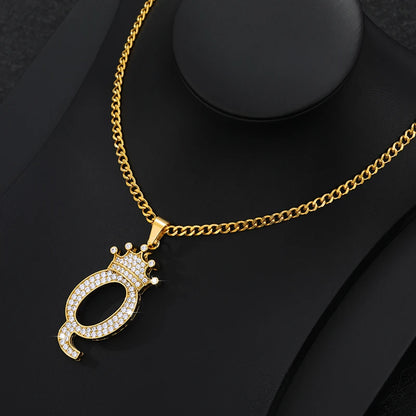 Zircon Crown Letter Necklace