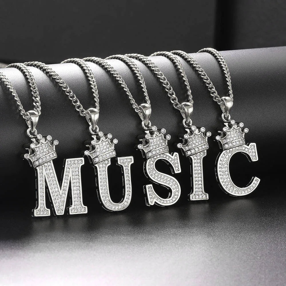 Zircon Crown Letter Necklace