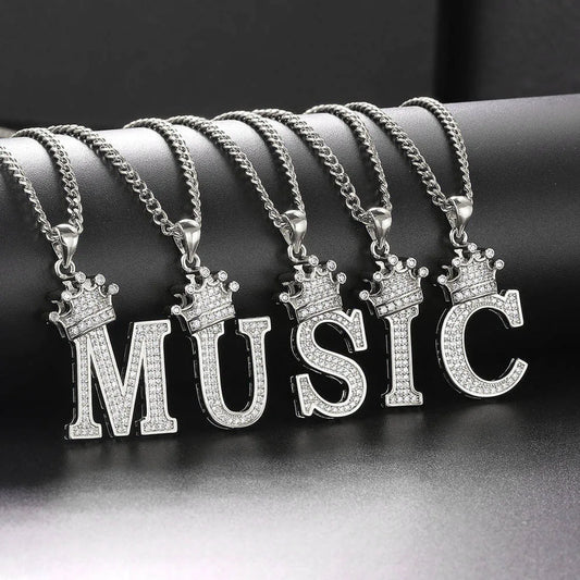 Zircon Crown Letter Necklace