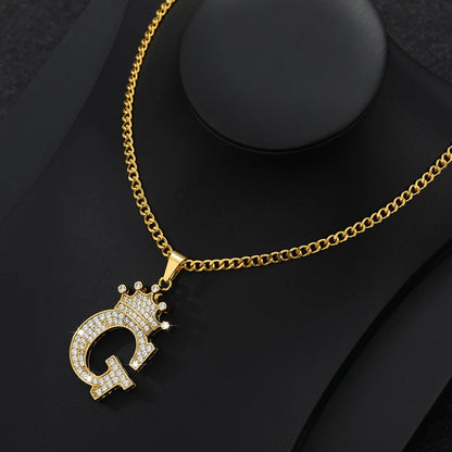 Zircon Crown Letter Necklace