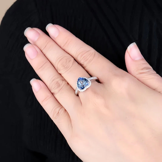 Sterling Silver Heart Shape Gemstone Rings