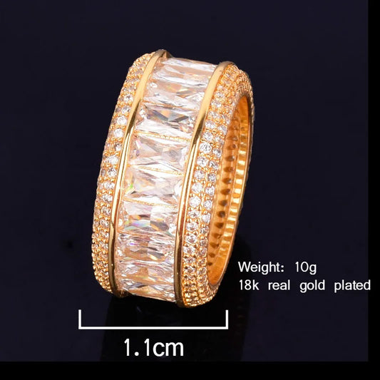 Gold Baguette Ring front view with length