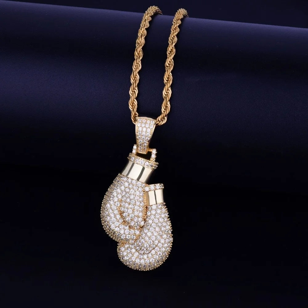 Crystal Boxing Gloves Necklace Pendant