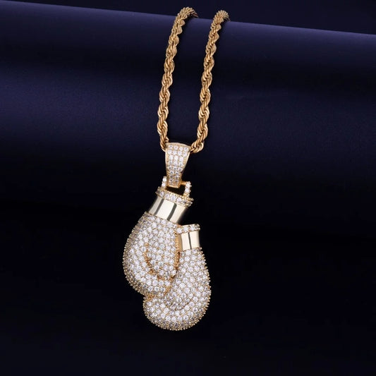 Crystal Boxing Gloves Necklace Pendant