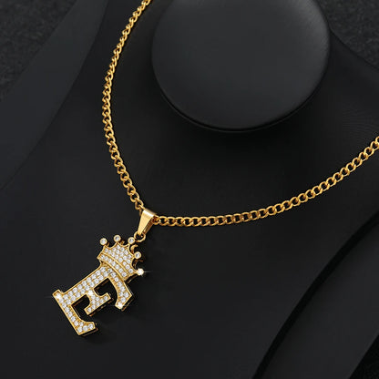 Zircon Crown Letter Necklace