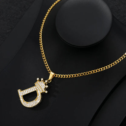 Zircon Crown Letter Necklace