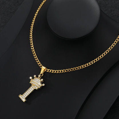 Zircon Crown Letter Necklace
