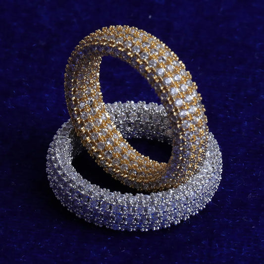 Men's Iced Out Ring, gold on top, Gold, Silver
