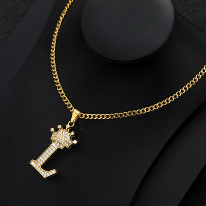 Zircon Crown Letter Necklace
