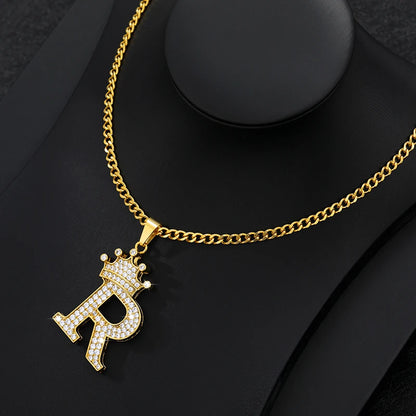 Zircon Crown Letter Necklace