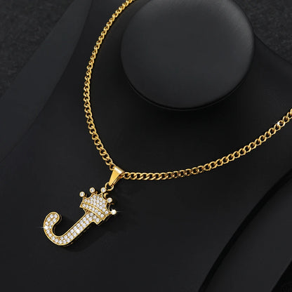 Zircon Crown Letter Necklace