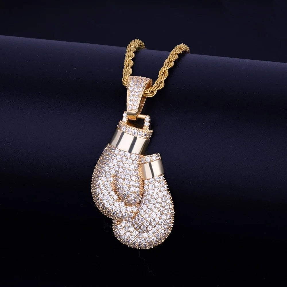Crystal Boxing Gloves Necklace Pendant