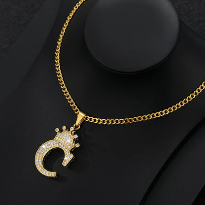 Zircon Crown Letter Necklace