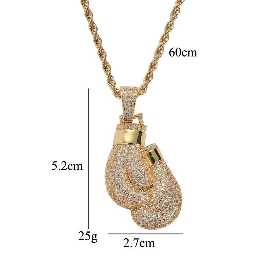 Crystal Boxing Gloves Necklace Pendant