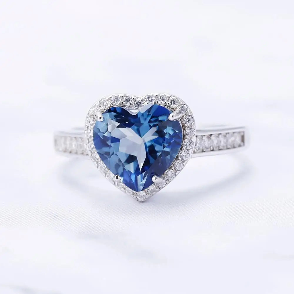 Sterling Silver Heart Shape Gemstone Rings