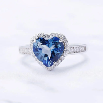 Sterling Silver Heart Shape Gemstone Rings