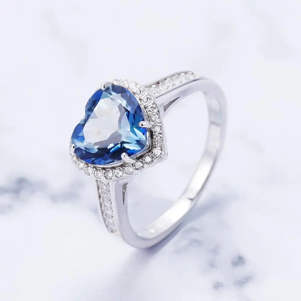 Sterling Silver Heart Shape Gemstone Rings