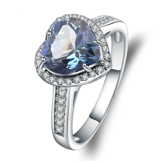 Sterling Silver Heart Shape Gemstone Rings