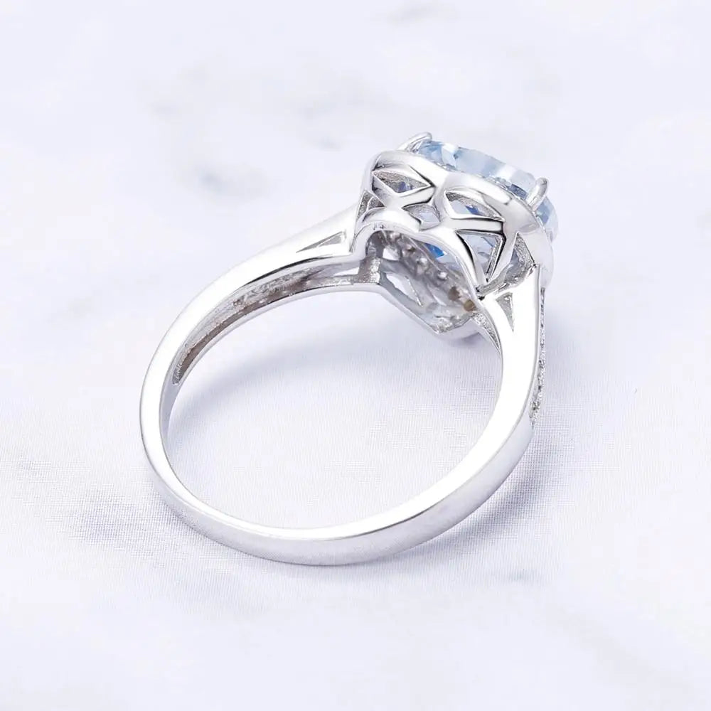 Sterling Silver Heart Shape Gemstone Rings