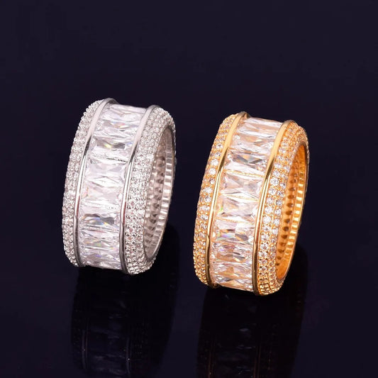 Silver and Gold Baguette Ring side by side