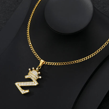 Zircon Crown Letter Necklace