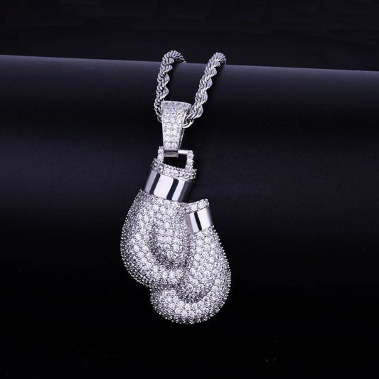 Crystal Boxing Gloves Necklace Pendant