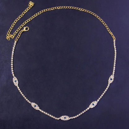 Evil Eye Tennis Choker Rhinestone Necklace
