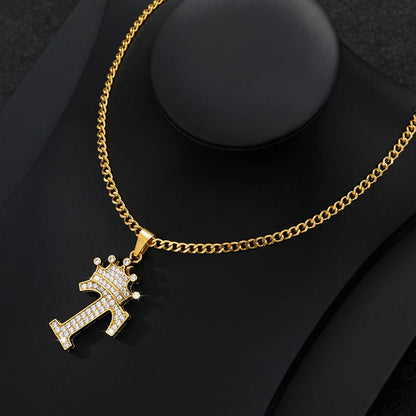 Zircon Crown Letter Necklace