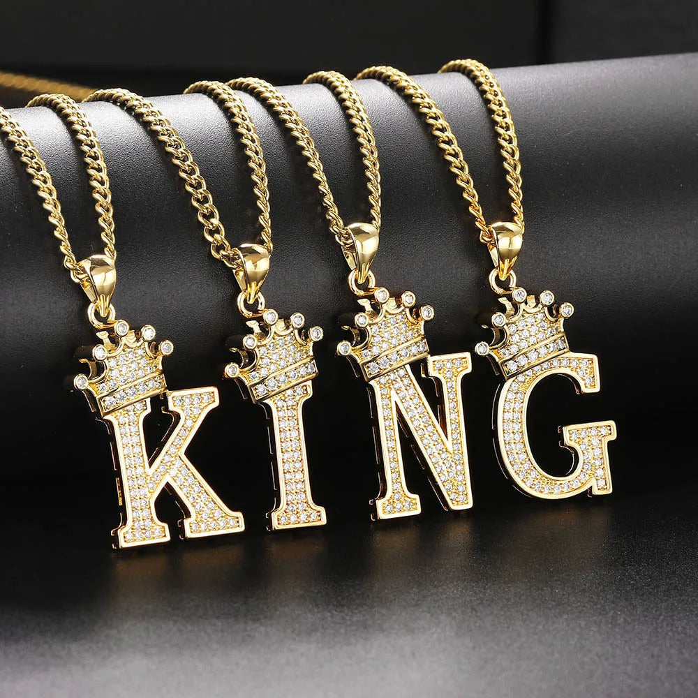 Zircon Crown Letter Necklace