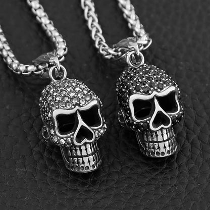 Skull With Black Stone Pendant